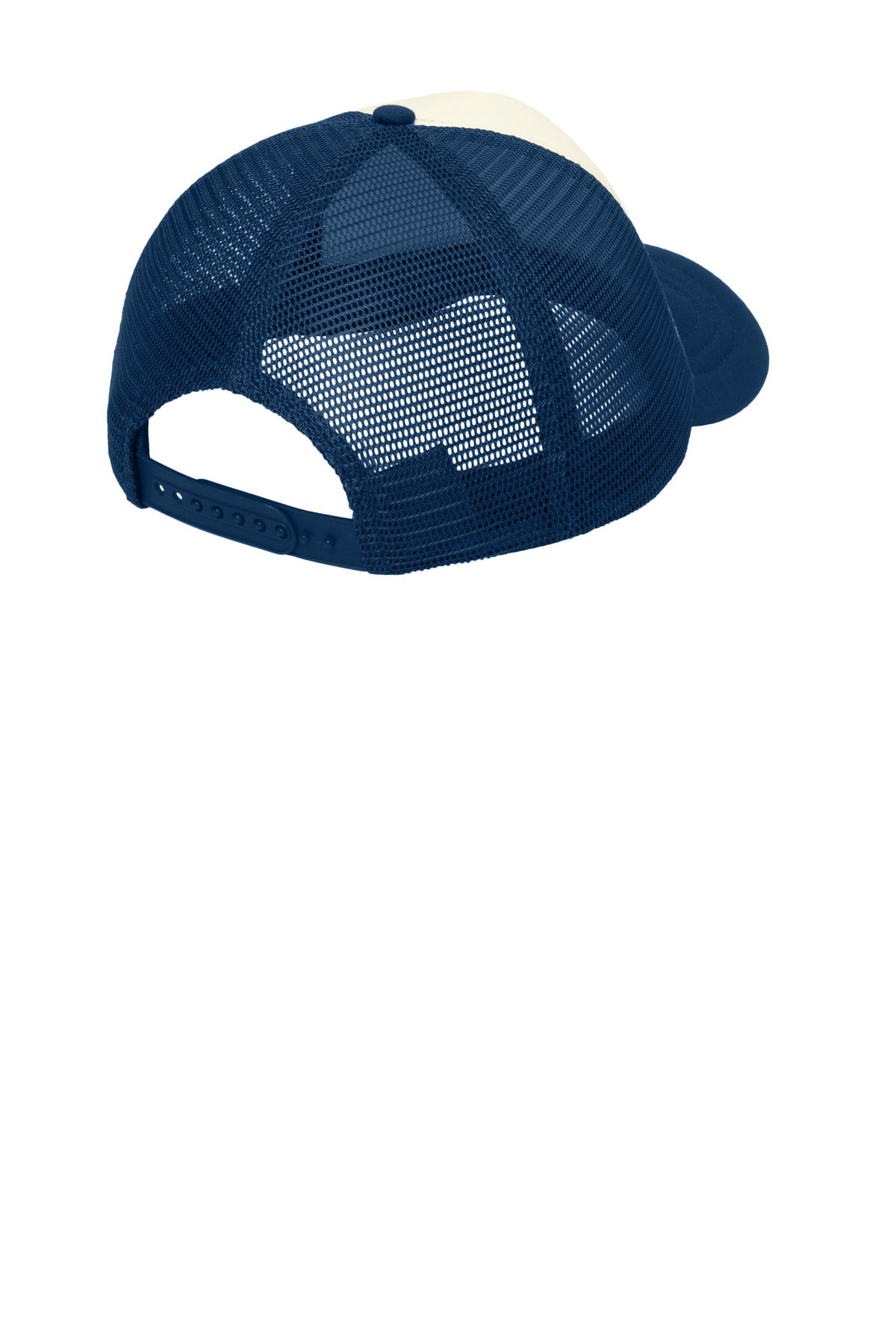 Port Authority  5-Panel Twill Foam Trucker Cap - Ivory/ Navy