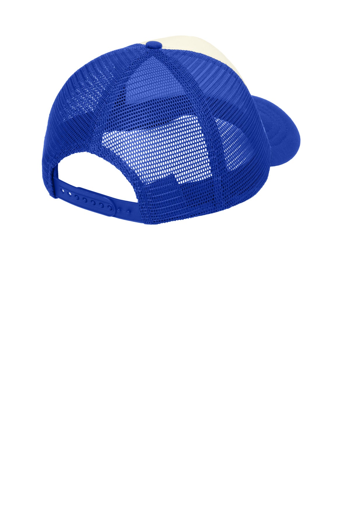 Port Authority  5-Panel Twill Foam Trucker Cap - Ivory/ Royal