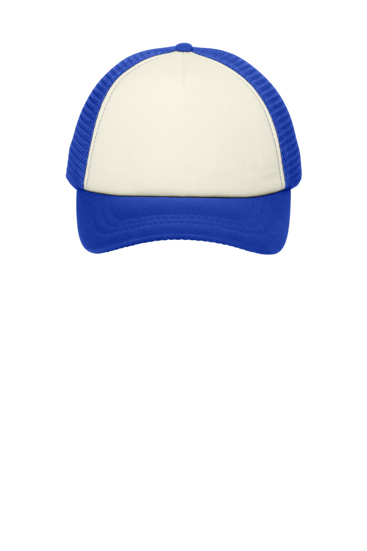 Port Authority  5-Panel Twill Foam Trucker Cap - Ivory/ Royal