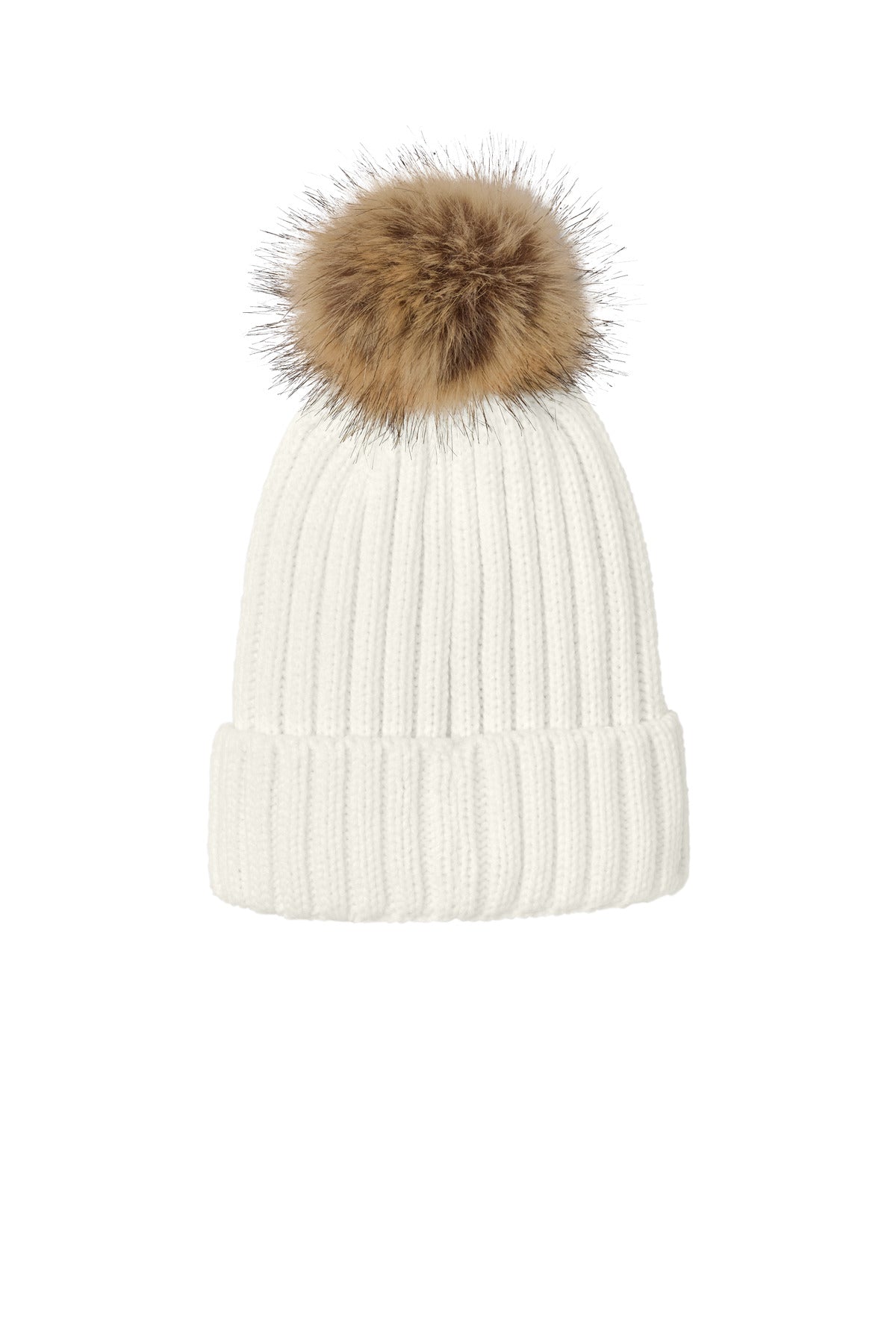 Port Authority Faux Fur Pom Beanie - Marshmallow