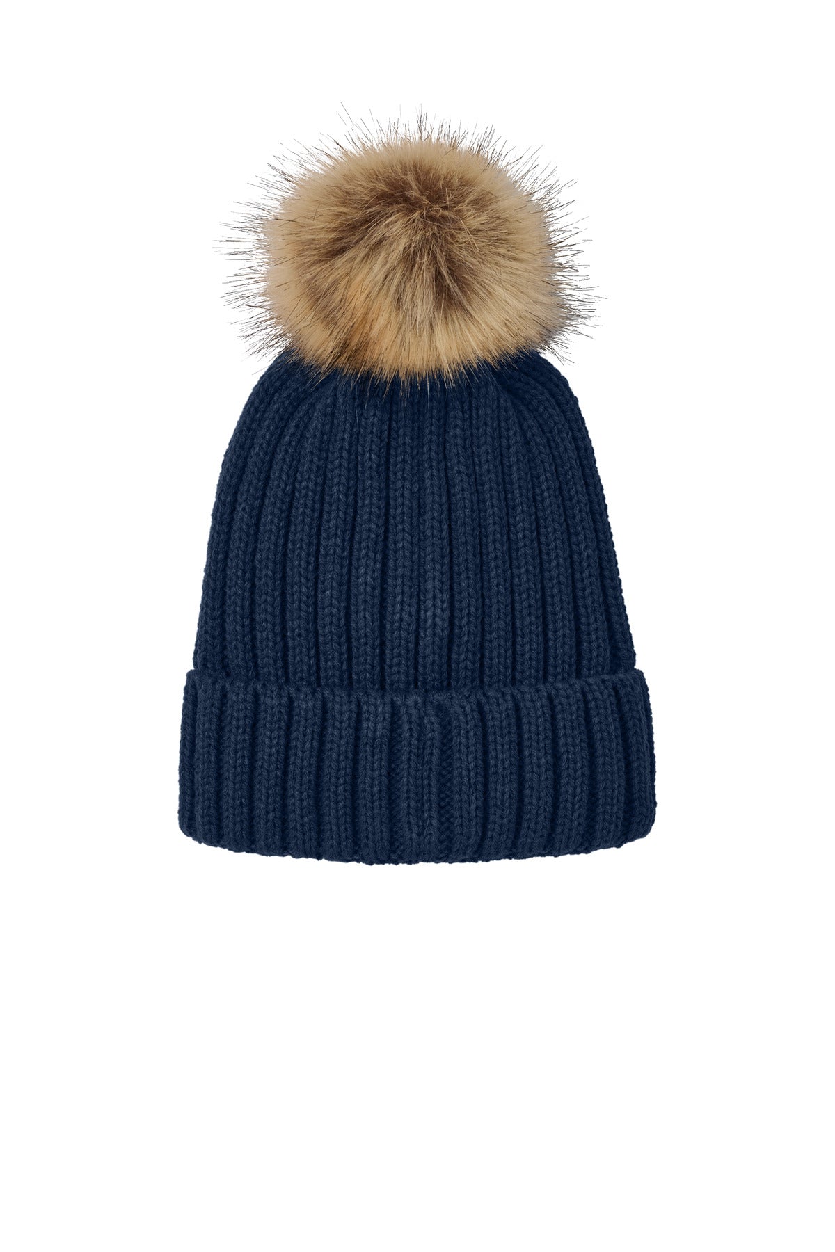 Port Authority Faux Fur Pom Beanie - River Blue Navy