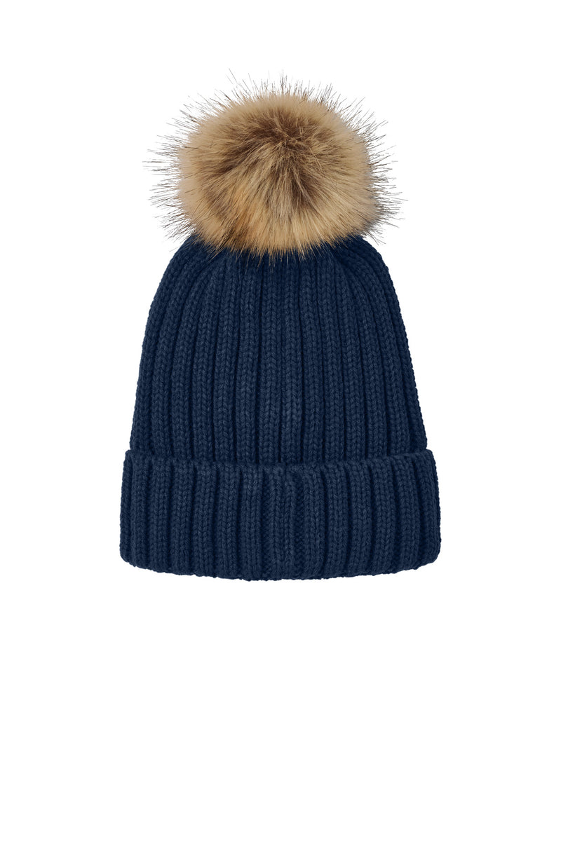 Port Authority Faux Fur Pom Beanie - River Blue Navy
