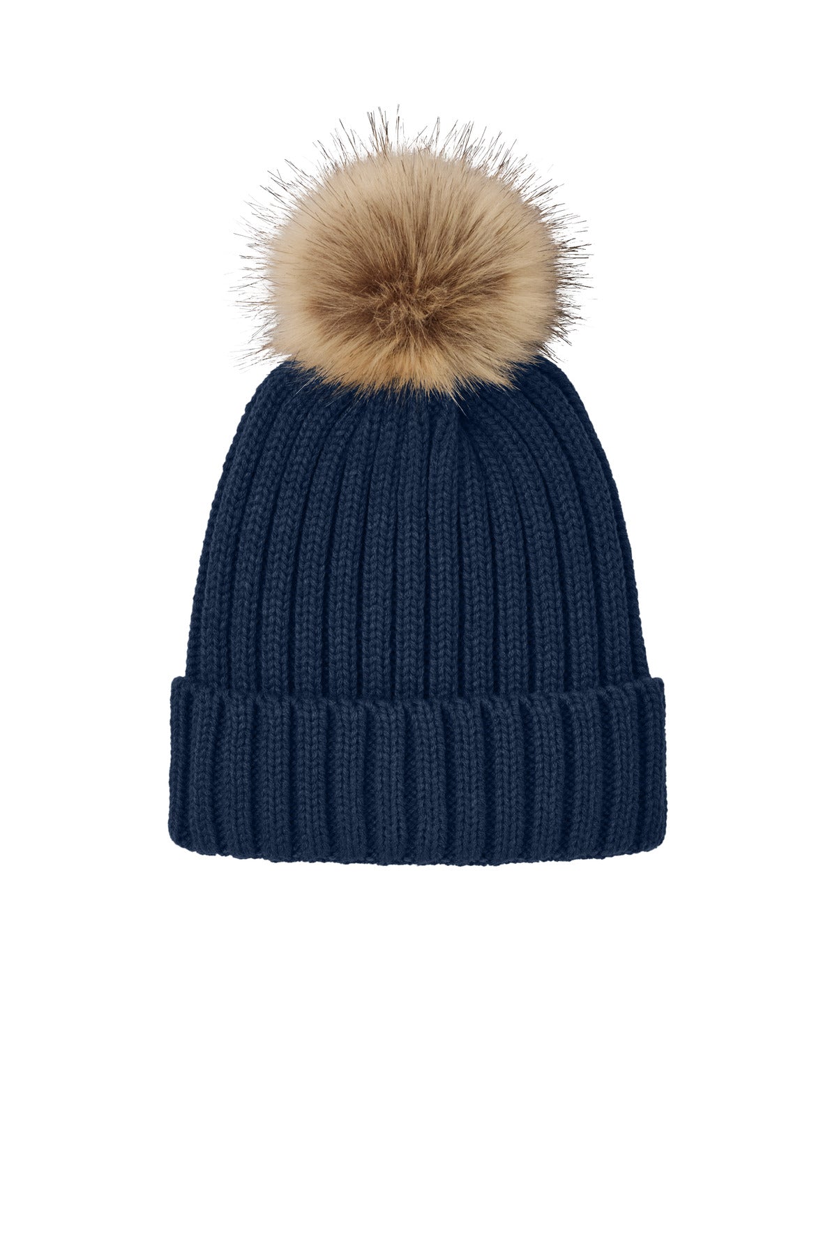 Port Authority Faux Fur Pom Beanie - River Blue Navy