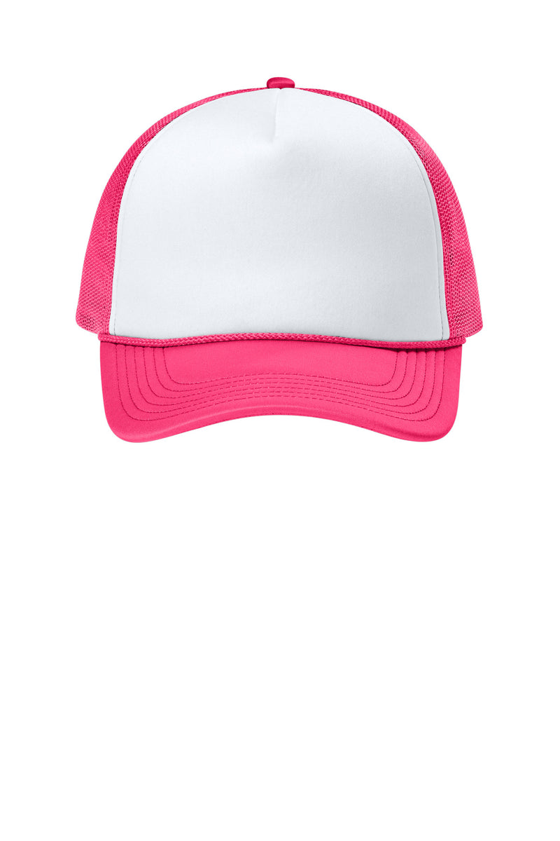 Port Authority Foam Truck'N Cap - White/ Neon Pink/ Neon Pink
