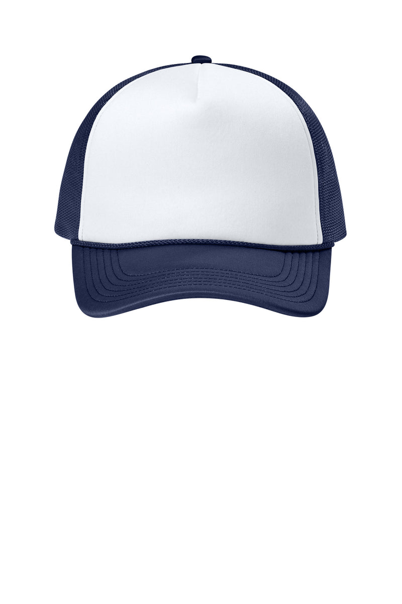 Port Authority Foam Truck'N Cap - White/ True Navy/ True Navy