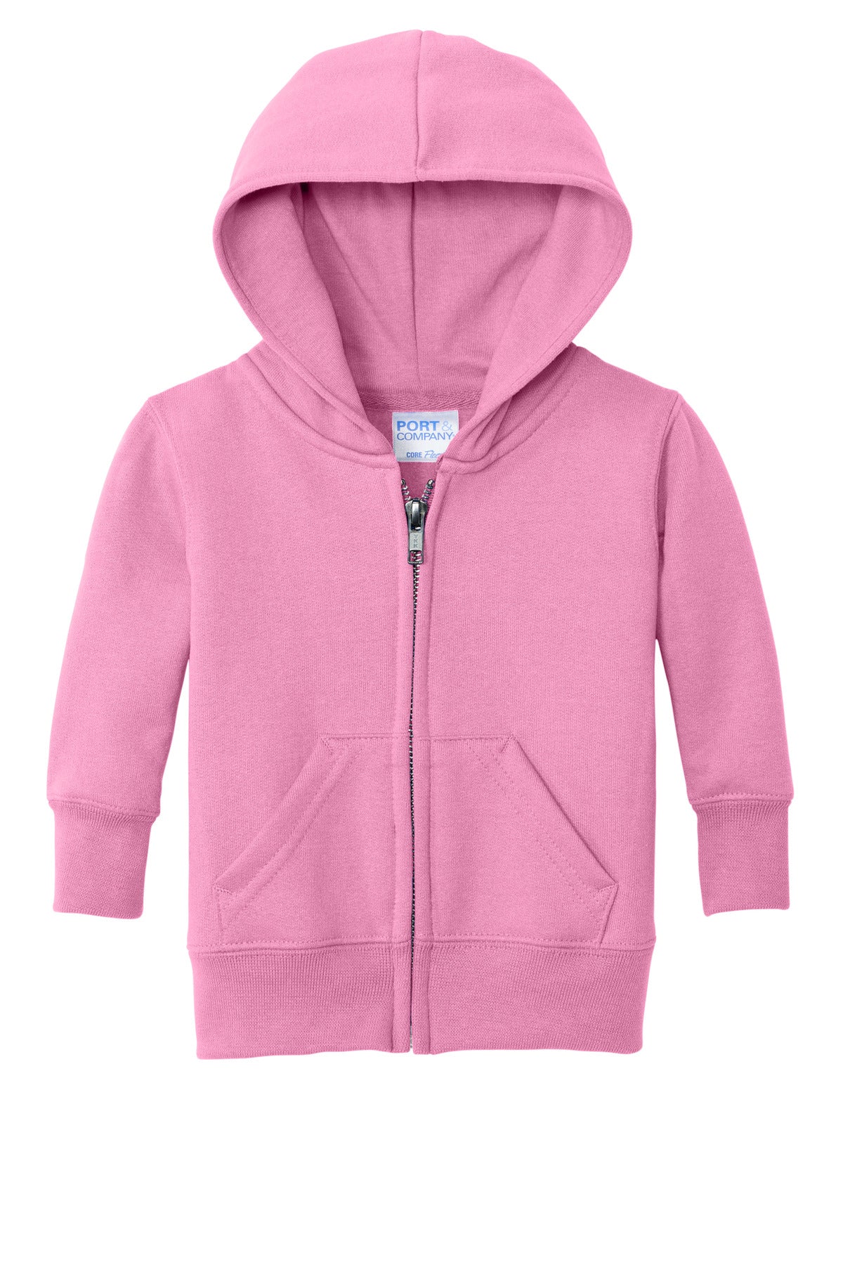 Port & Co Infant Core Fleece Full-Zip Hooded Sweatshirt - Candy Pink