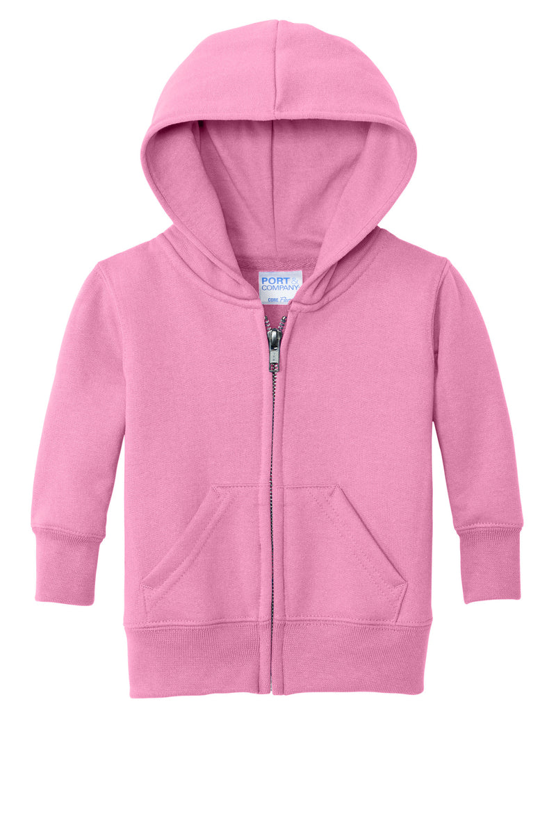 Port & Co Infant Core Fleece Full-Zip Hooded Sweatshirt - Candy Pink