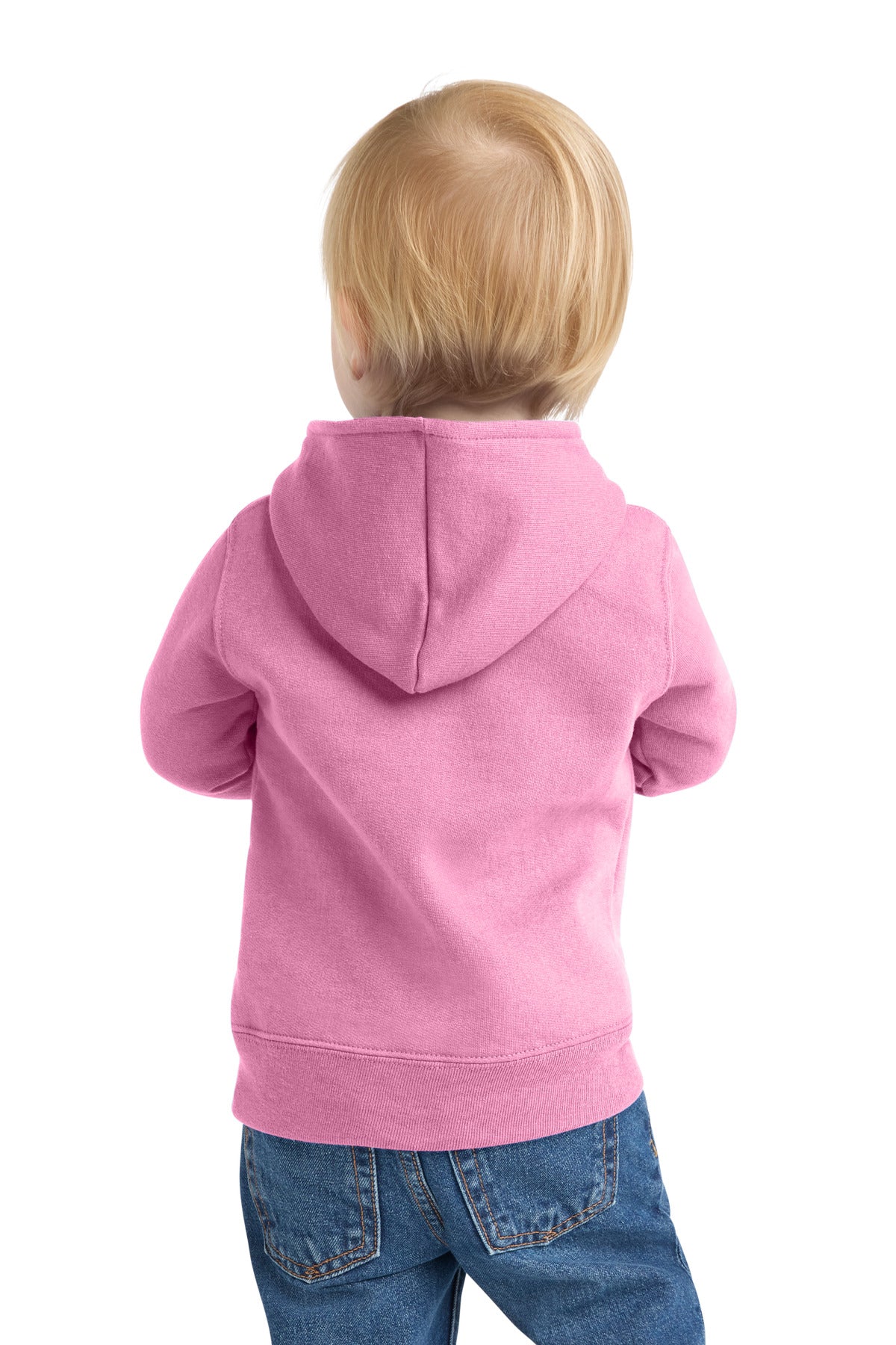 Port & Co Infant Core Fleece Full-Zip Hooded Sweatshirt - Candy Pink