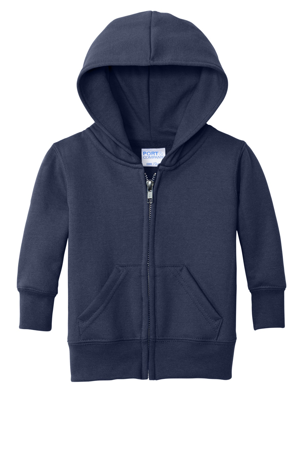 Port & Co Infant Core Fleece Full-Zip Hooded Sweatshirt - Navy