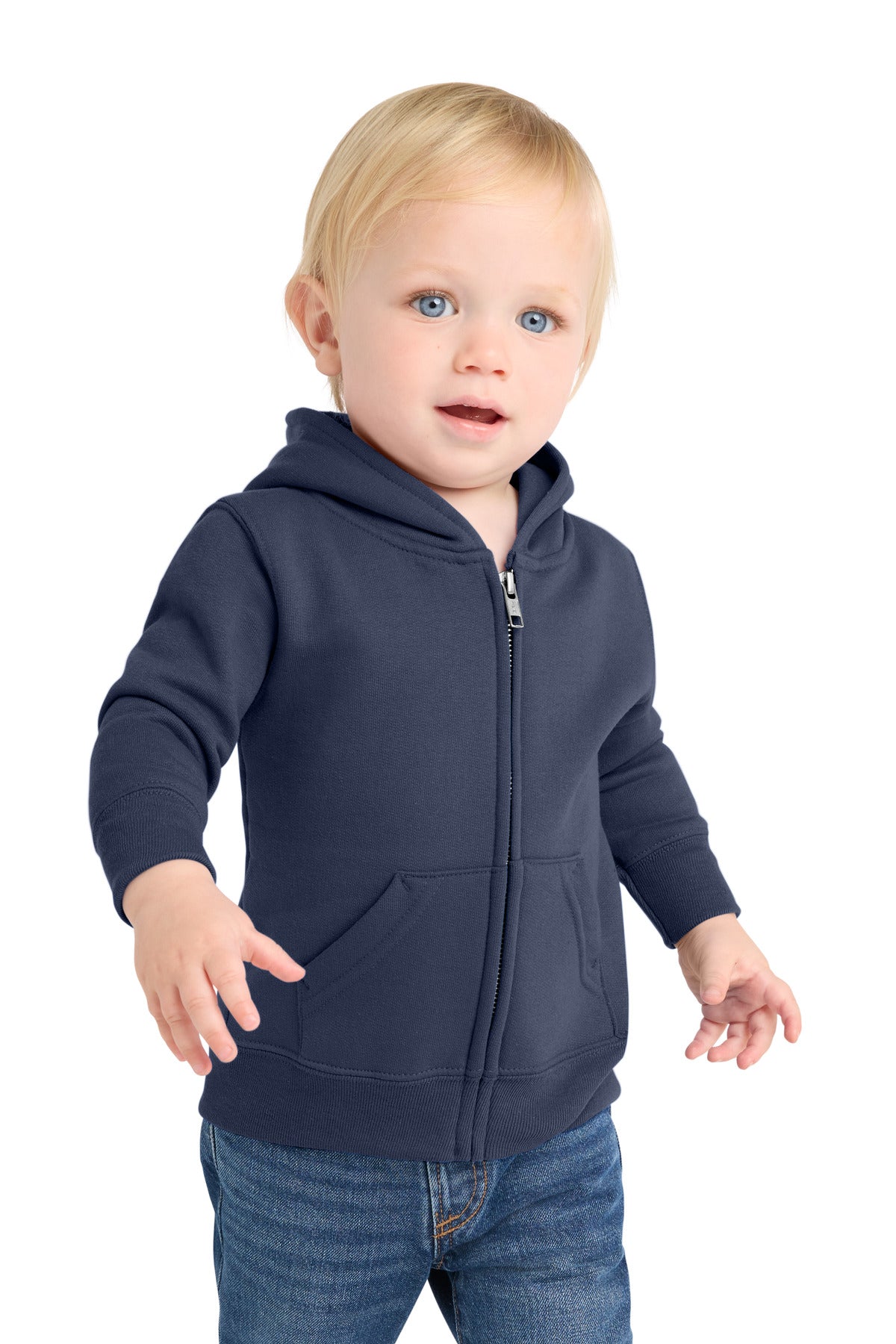 Port & Co Infant Core Fleece Full-Zip Hooded Sweatshirt - Navy
