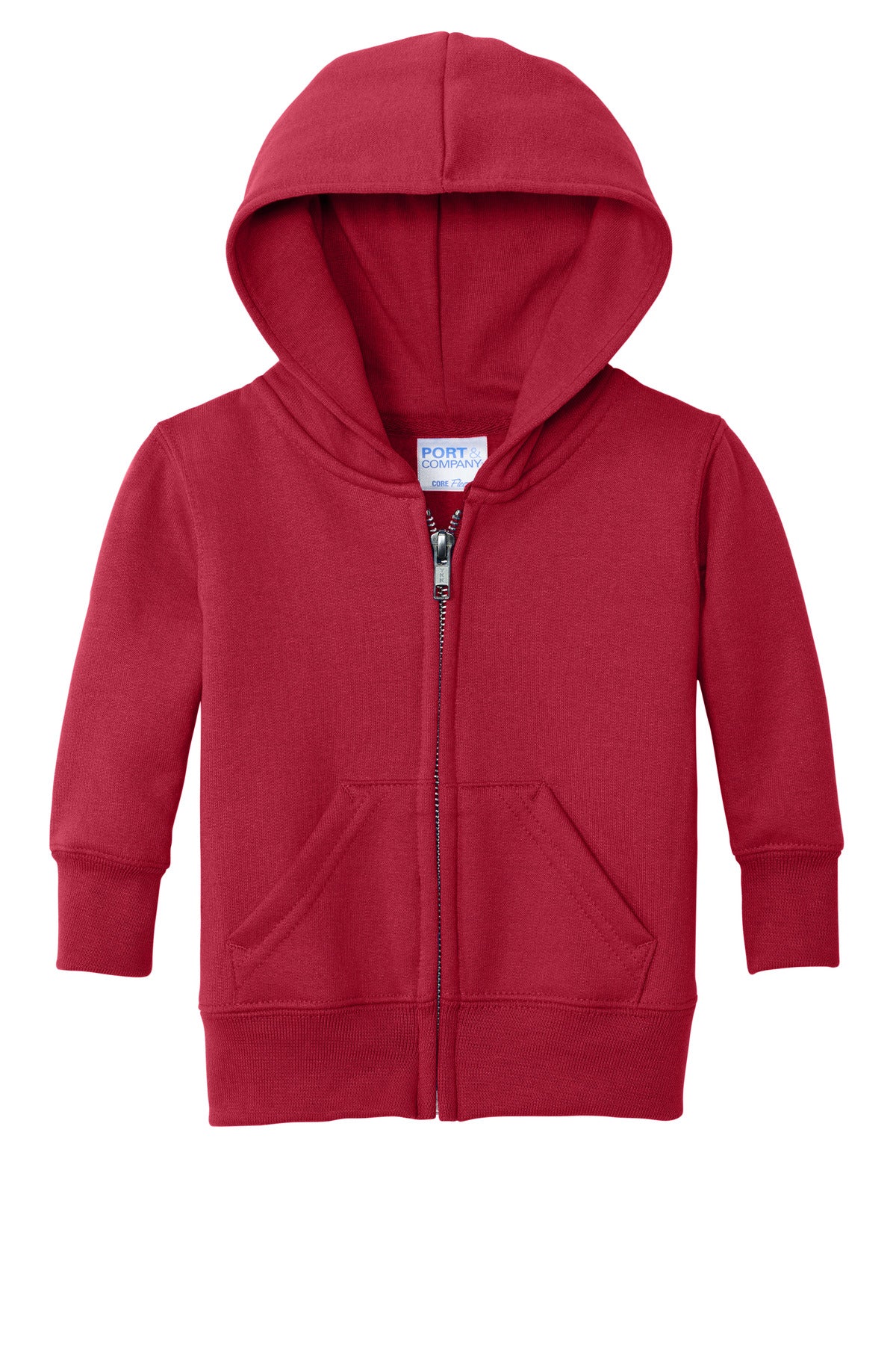 Port & Co Infant Core Fleece Full-Zip Hooded Sweatshirt - Red