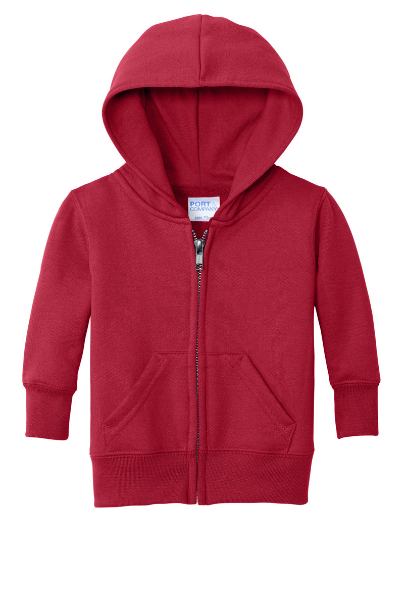Port & Co Infant Core Fleece Full-Zip Hooded Sweatshirt - Red