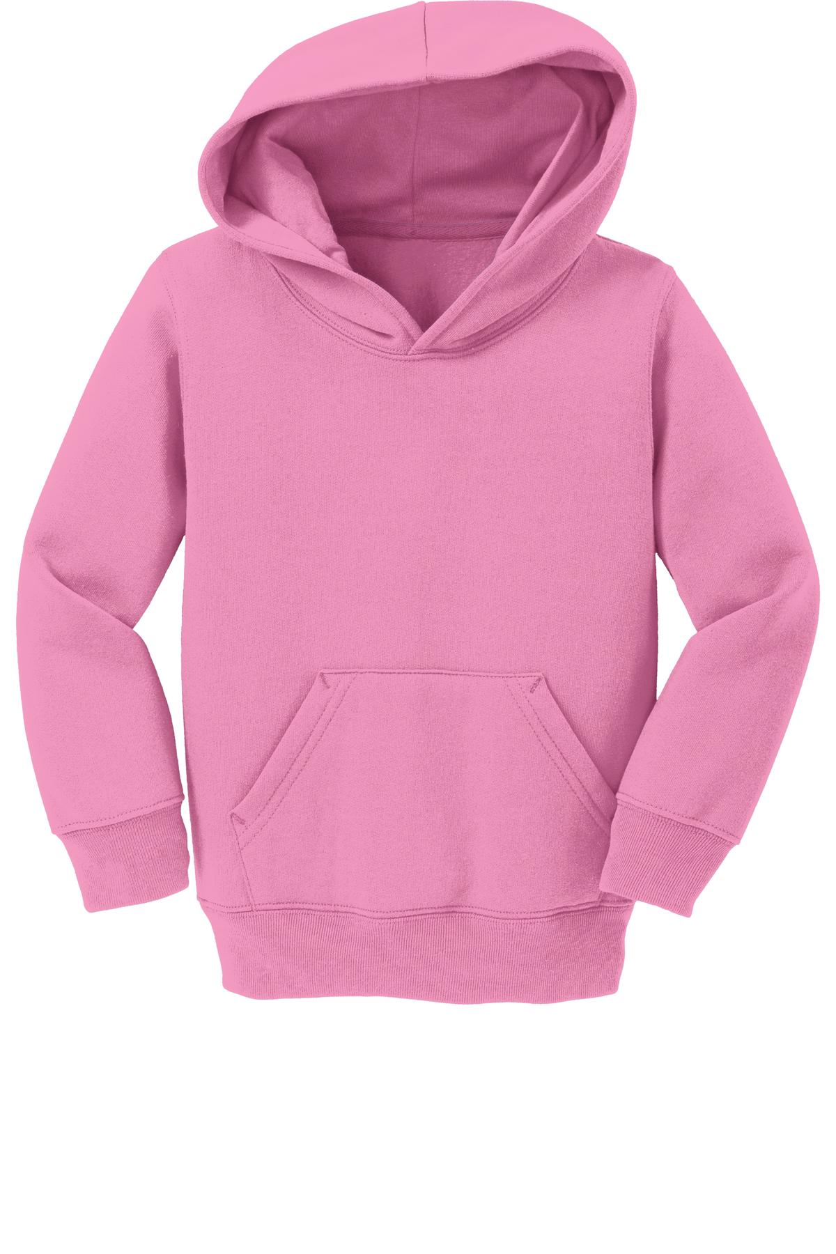 Port & Co Toddler Core Fleece Pullover Hooded Sweatshirt - Candy Pink