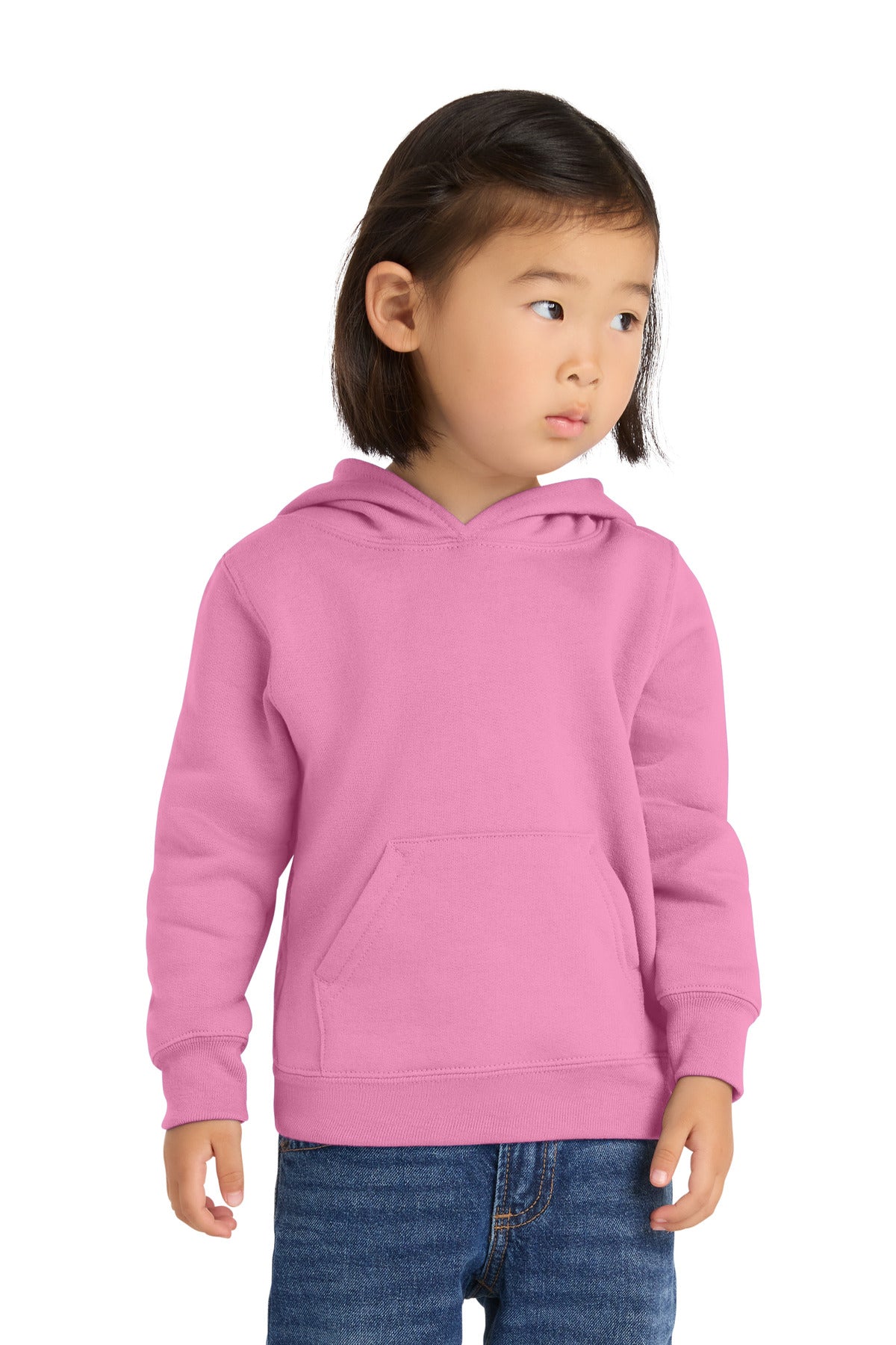 Port & Co Toddler Core Fleece Pullover Hooded Sweatshirt - Candy Pink