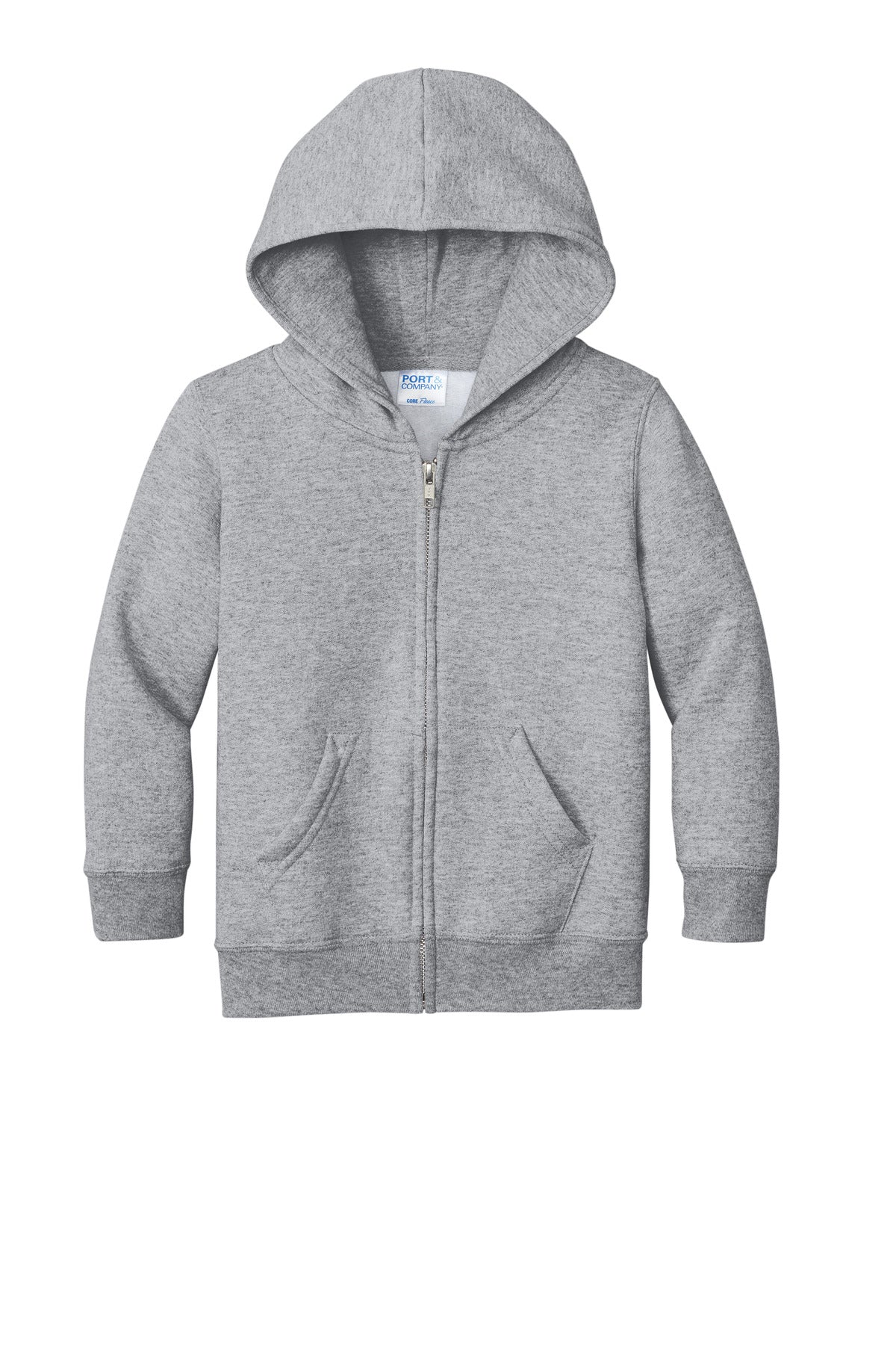 Port & Co Toddler Core Fleece Full-Zip Hooded Sweatshirt - Athletic Heather