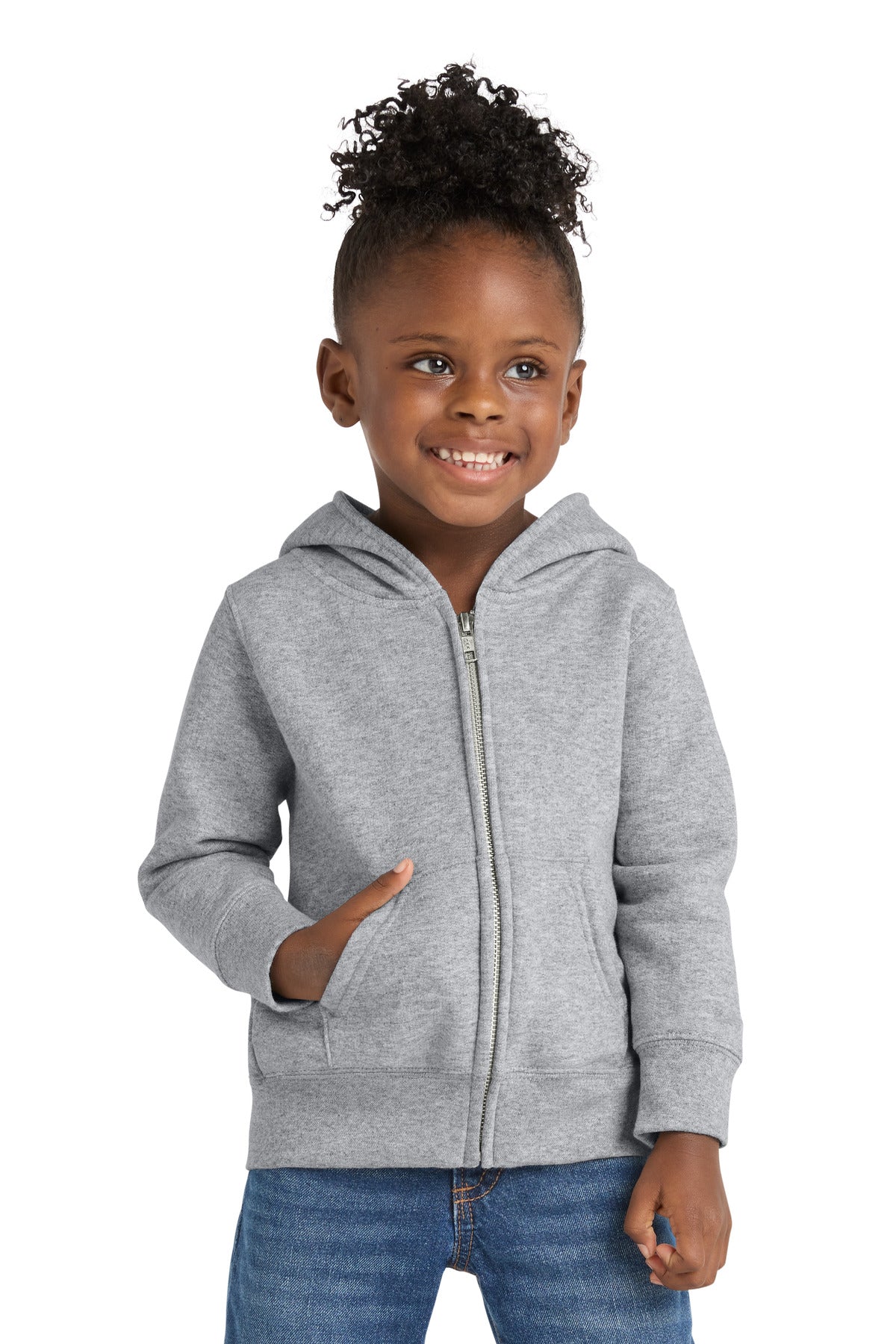 Port & Co Toddler Core Fleece Full-Zip Hooded Sweatshirt - Athletic Heather