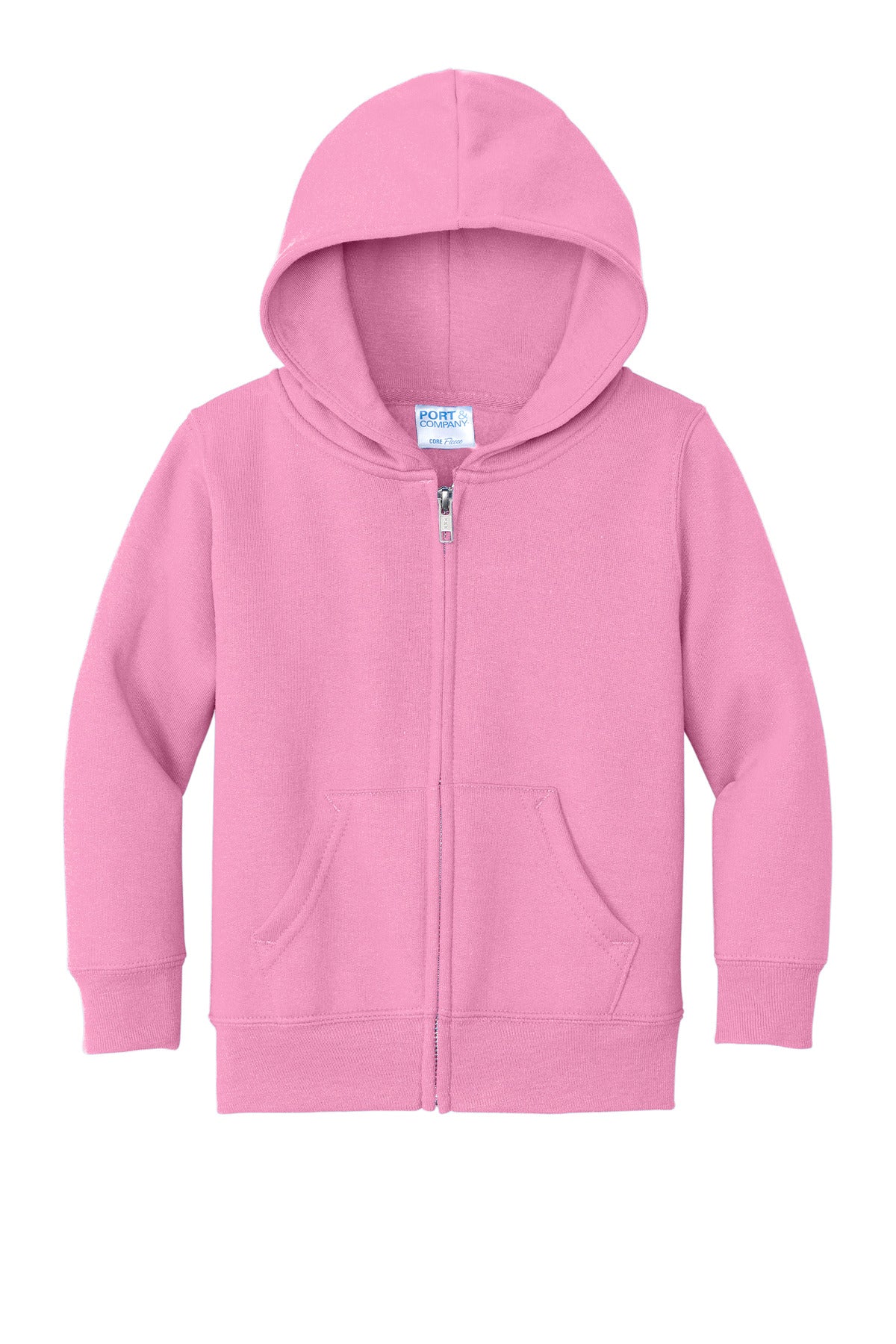 Port & Co Toddler Core Fleece Full-Zip Hooded Sweatshirt - Candy Pink