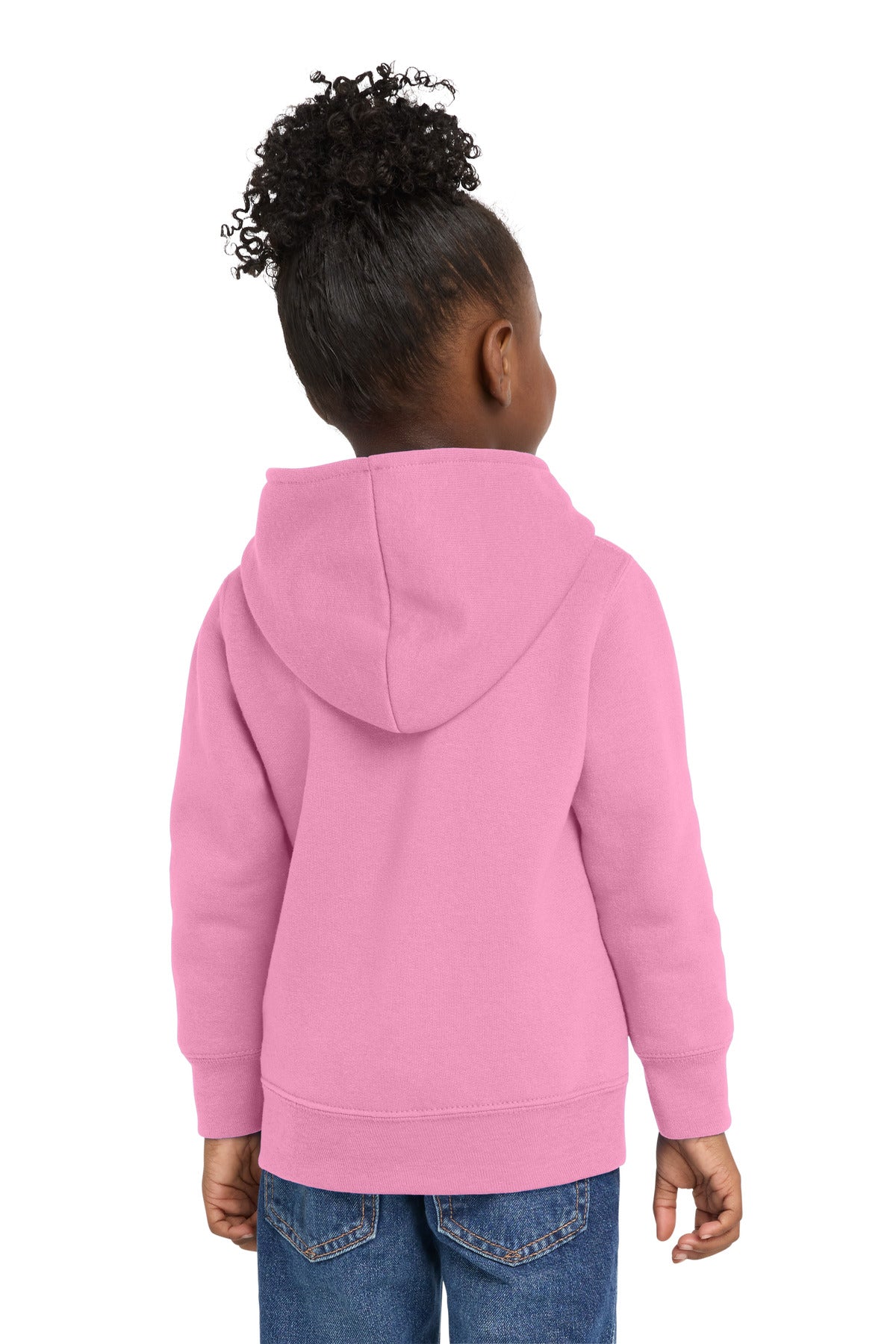 Port & Co Toddler Core Fleece Full-Zip Hooded Sweatshirt - Candy Pink