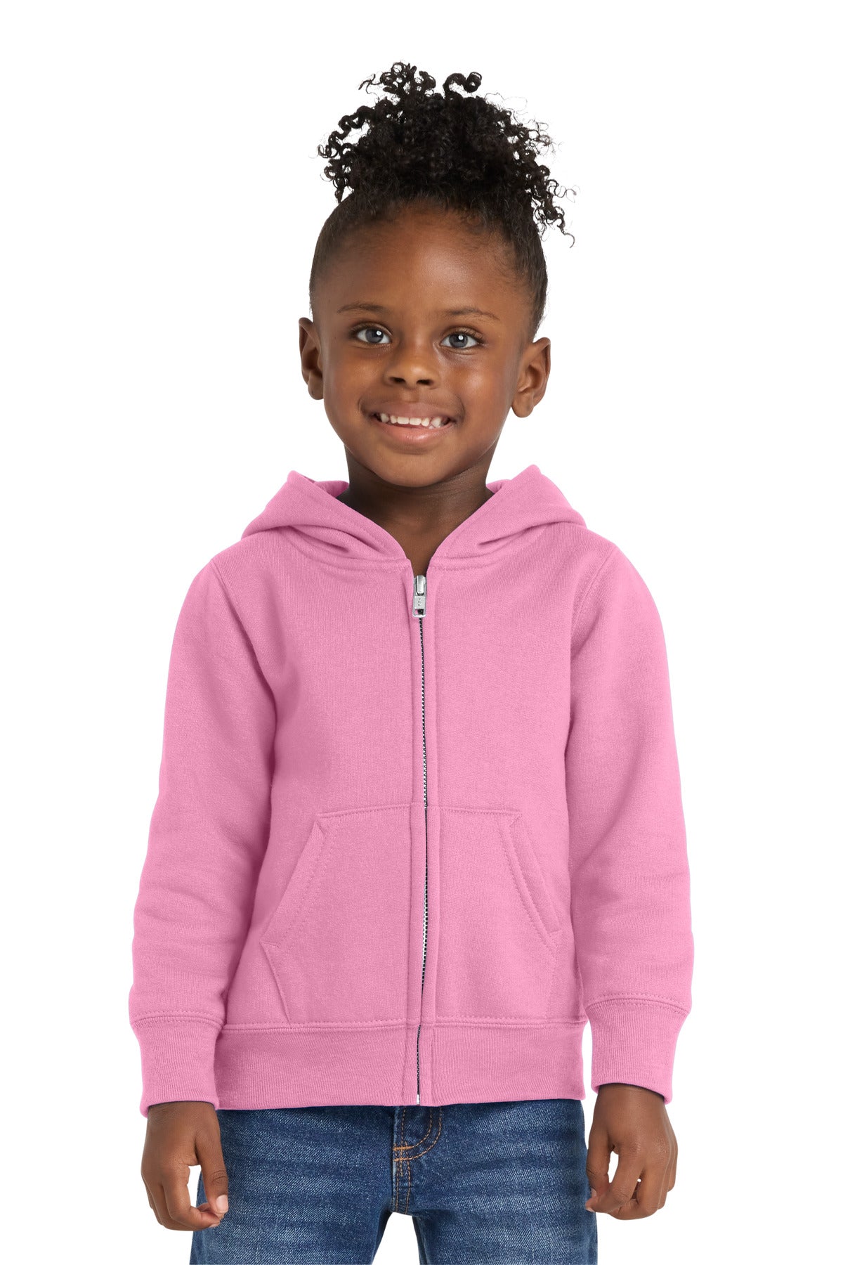Port & Co Toddler Core Fleece Full-Zip Hooded Sweatshirt - Candy Pink