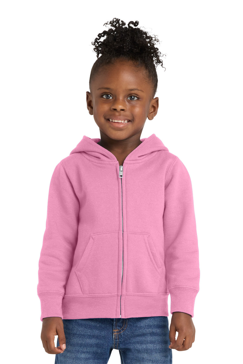 Port & Co Toddler Core Fleece Full-Zip Hooded Sweatshirt - Candy Pink