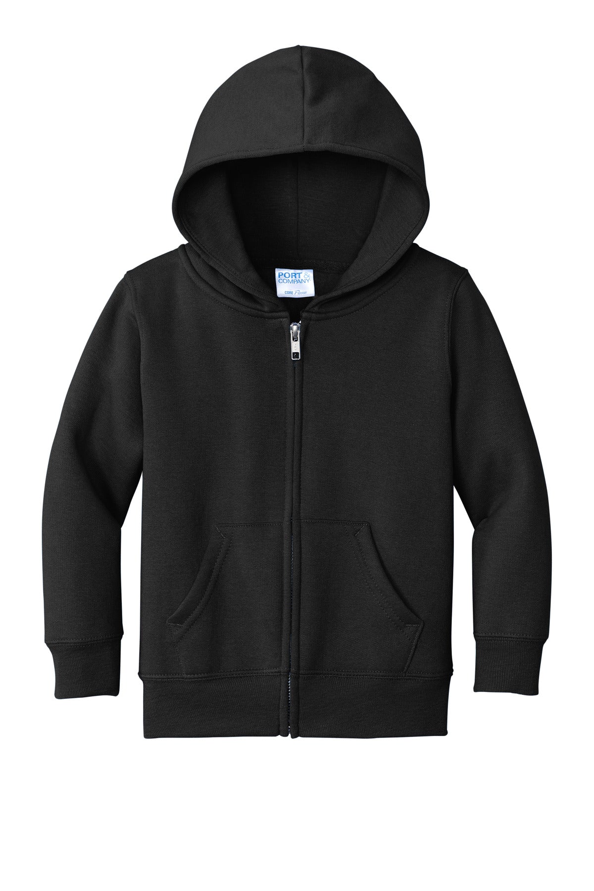 Port & Co Toddler Core Fleece Full-Zip Hooded Sweatshirt - Jet Black