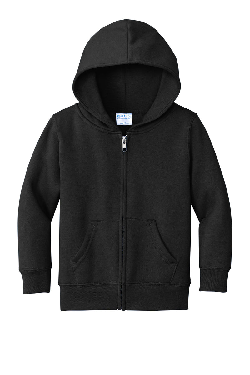 Port & Co Toddler Core Fleece Full-Zip Hooded Sweatshirt - Jet Black