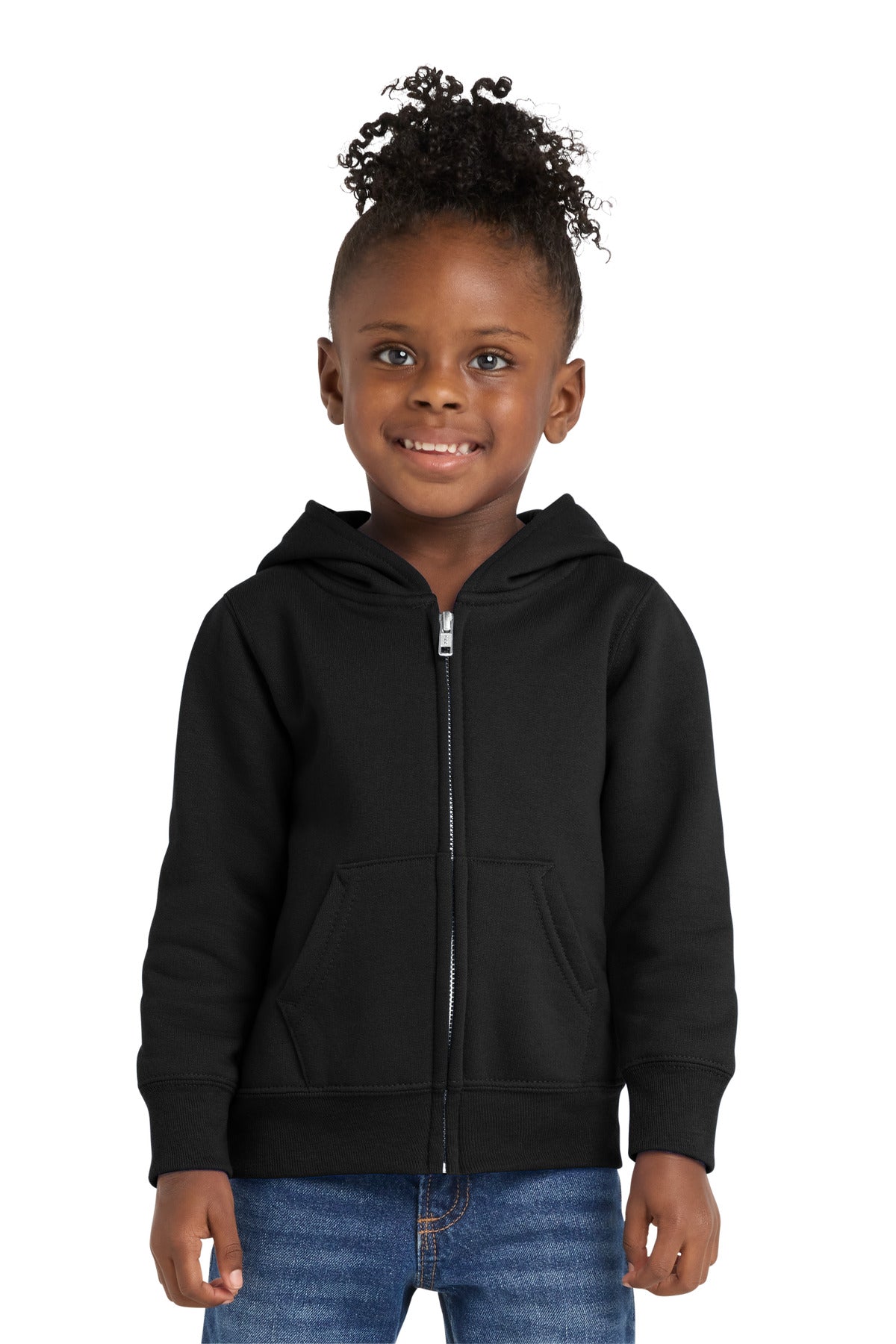 Port & Co Toddler Core Fleece Full-Zip Hooded Sweatshirt - Jet Black