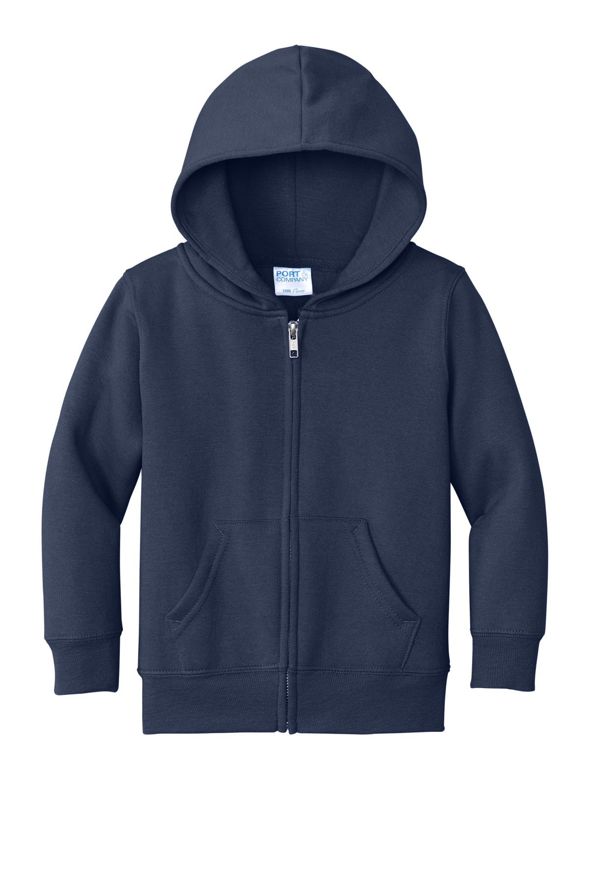 Port & Co Toddler Core Fleece Full-Zip Hooded Sweatshirt - Navy
