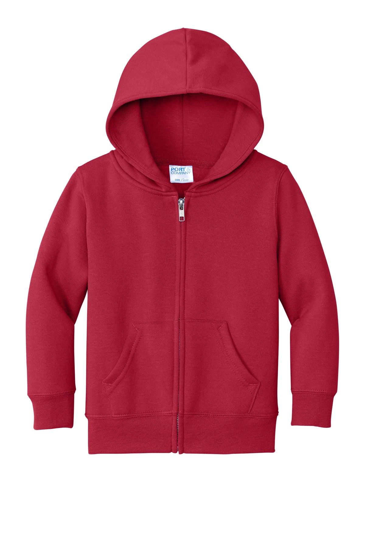 Port & Co Toddler Core Fleece Full-Zip Hooded Sweatshirt - Red