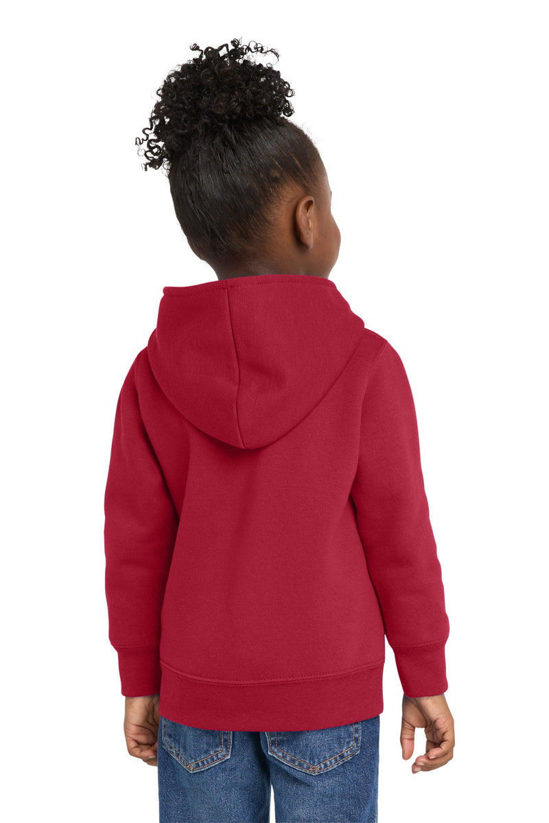 Port & Co Toddler Core Fleece Full-Zip Hooded Sweatshirt - Red
