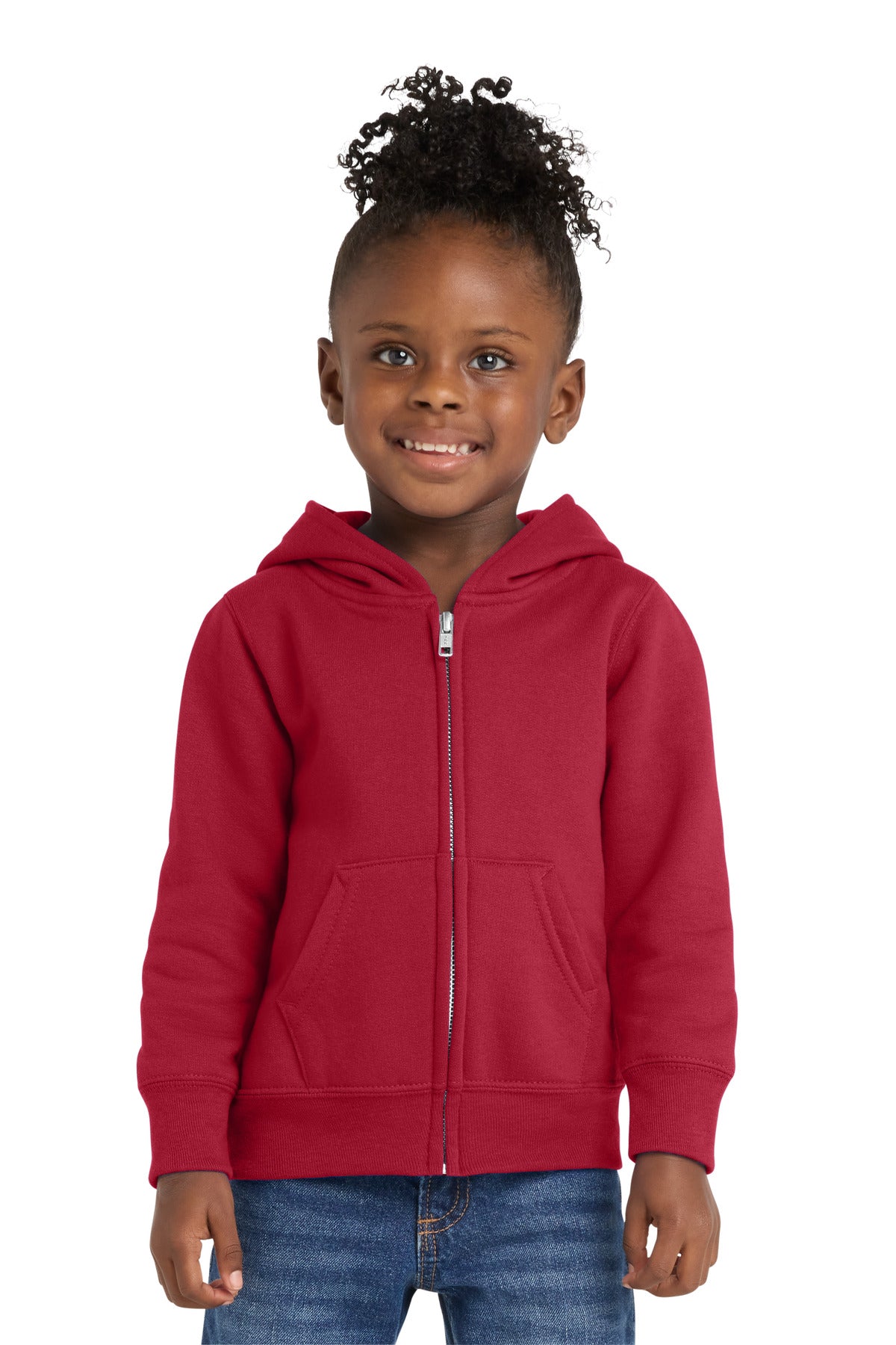 Port & Co Toddler Core Fleece Full-Zip Hooded Sweatshirt - Red