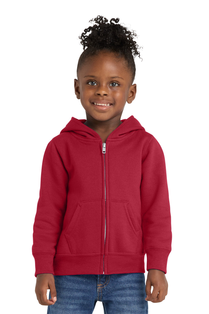 Port & Co Toddler Core Fleece Full-Zip Hooded Sweatshirt - Red