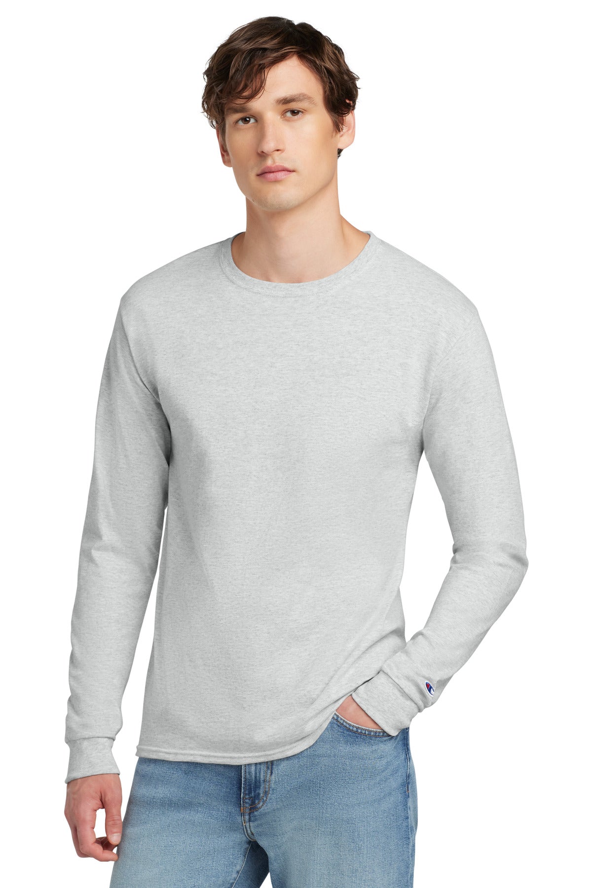 Champion  Heritage 5.2-Oz. Jersey Long Sleeve Tee - Ash