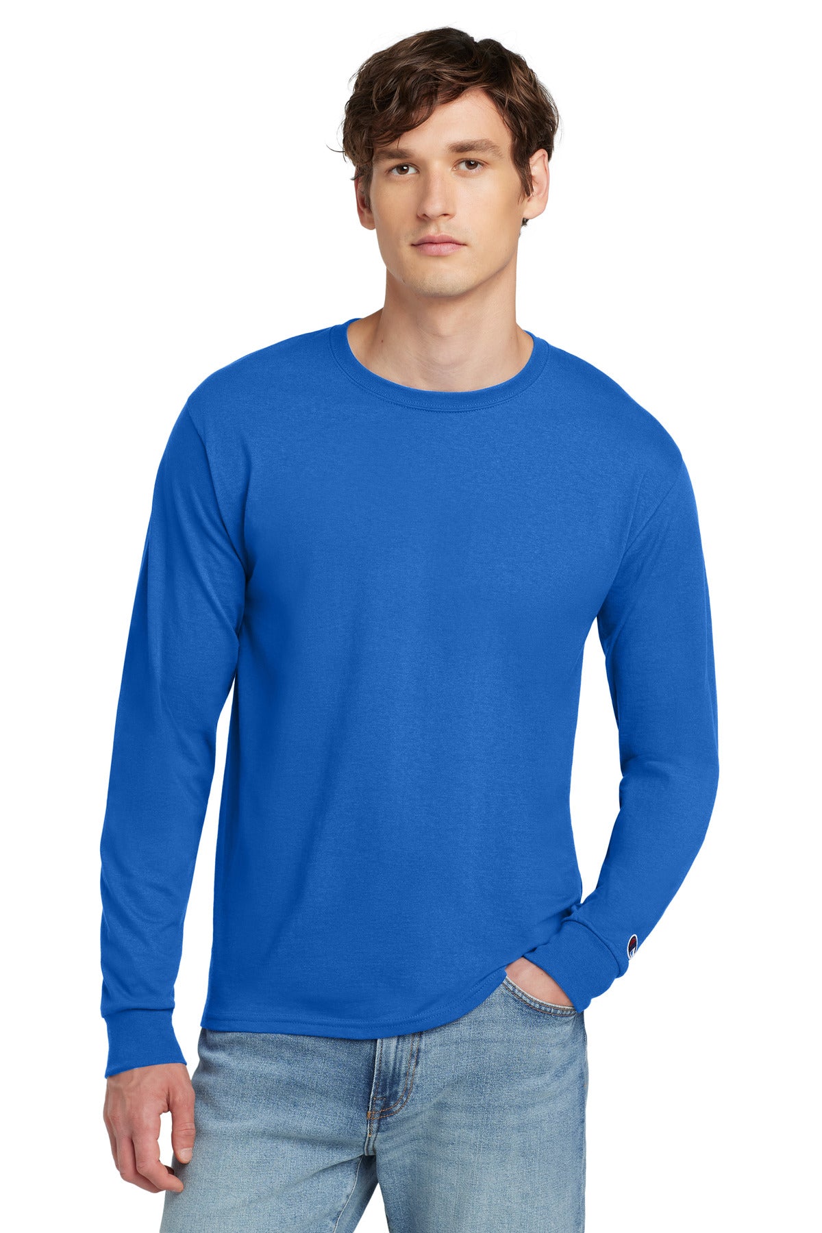 Champion  Heritage 5.2-Oz. Jersey Long Sleeve Tee - Athletic Royal