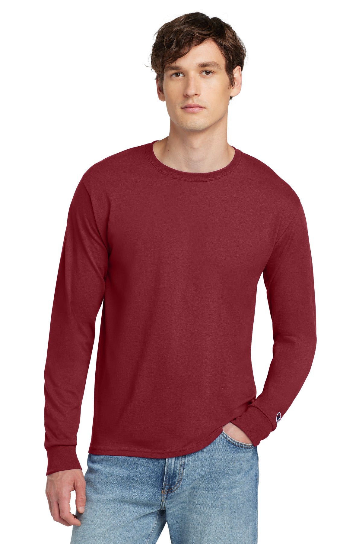 Champion  Heritage 5.2-Oz. Jersey Long Sleeve Tee - Cardinal
