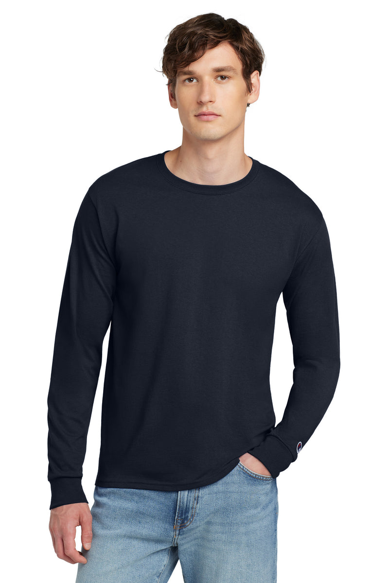 Champion  Heritage 5.2-Oz. Jersey Long Sleeve Tee - Navy