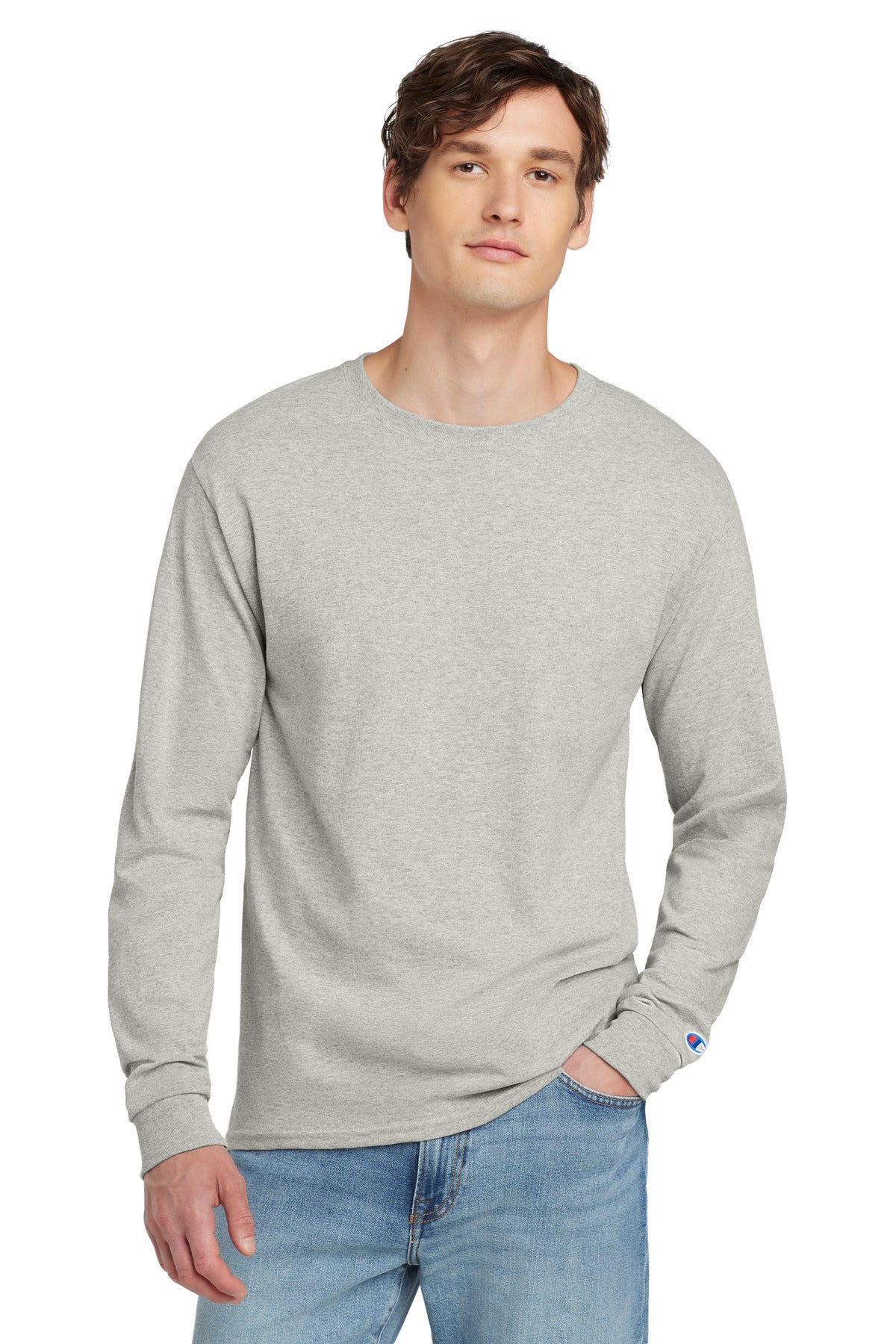 Champion  Heritage 5.2-Oz. Jersey Long Sleeve Tee - Oxford Grey
