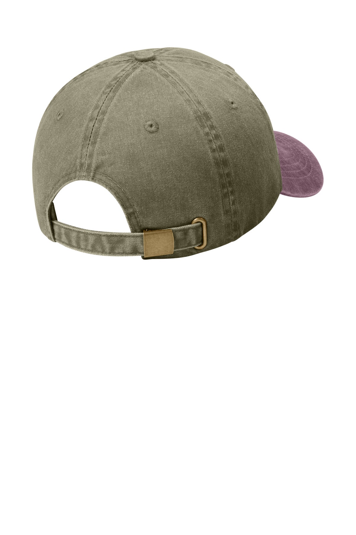 Port Authority Two-Tone Pigment-Dyed Cap - Khaki/ Maroon