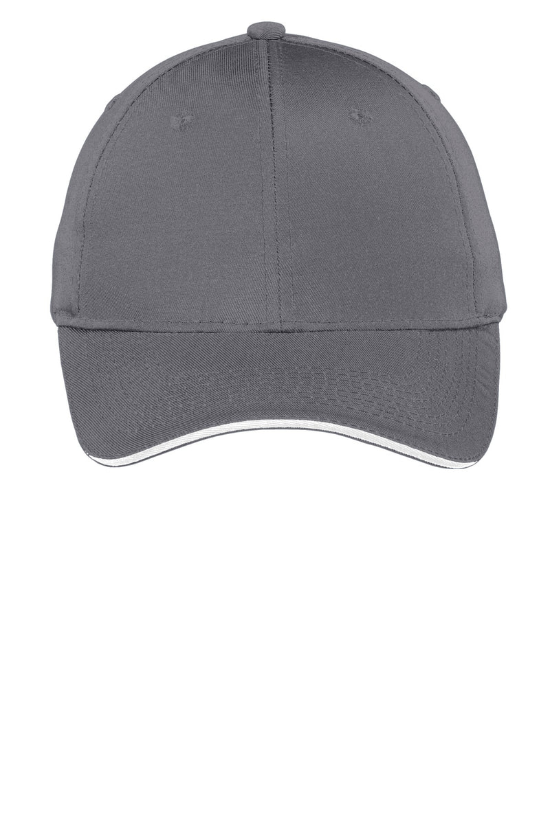 Port Authority Cotton Twill Sandwich Bill Cap - Charcoal/ White
