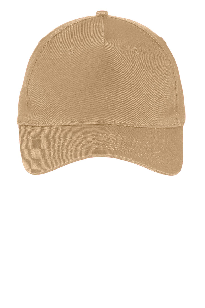 Port Authority Five-Panel Twill Cap - Khaki