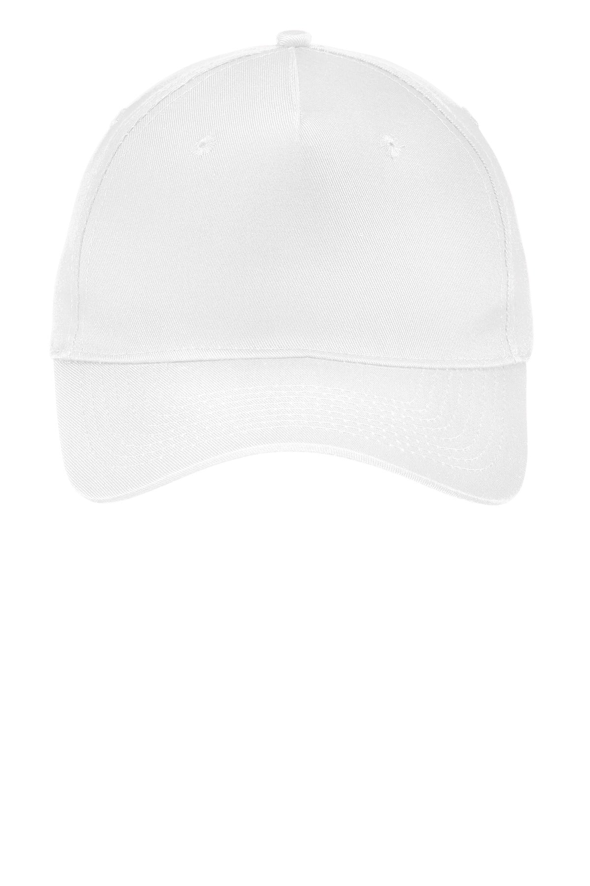 Port Authority Five-Panel Twill Cap - White