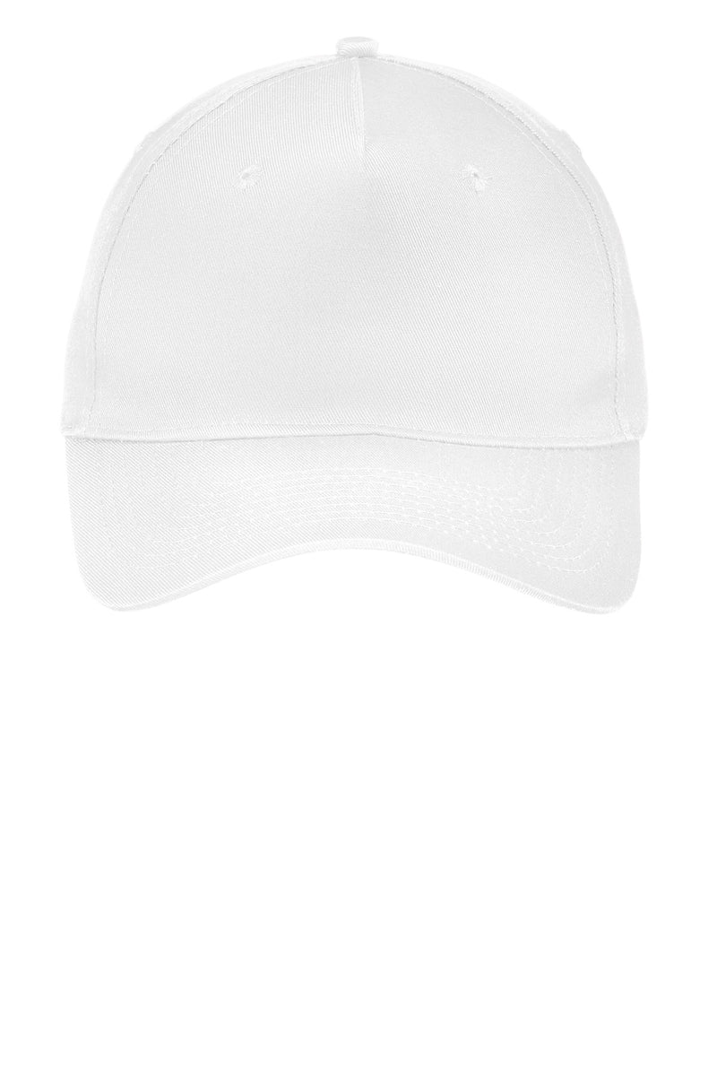Port Authority Five-Panel Twill Cap - White