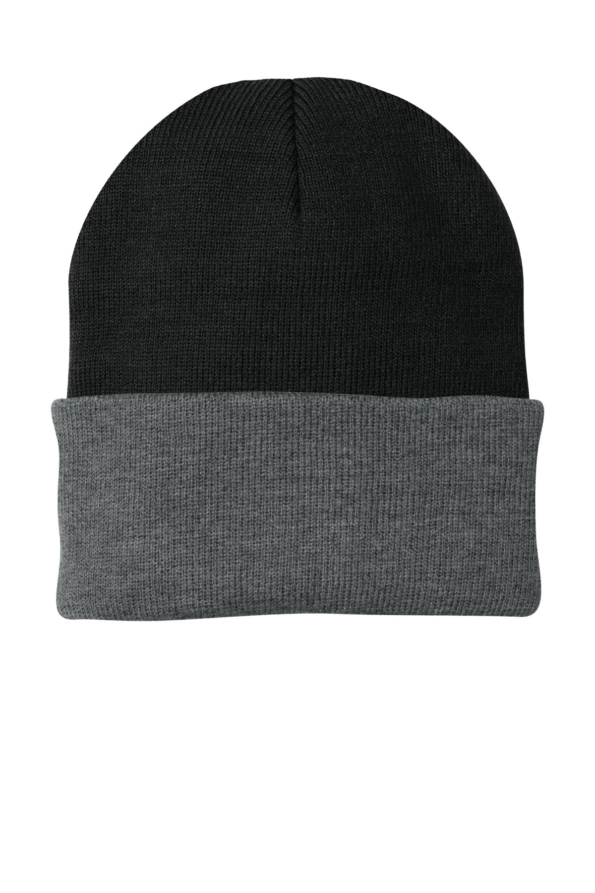 Port Authority Knit Cap - Black/ Athletic Oxford