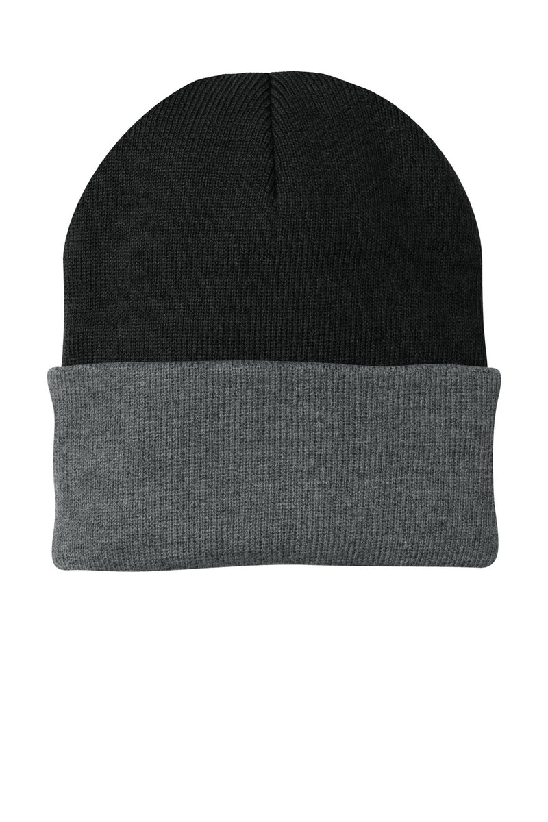 Port Authority Knit Cap - Black/ Athletic Oxford