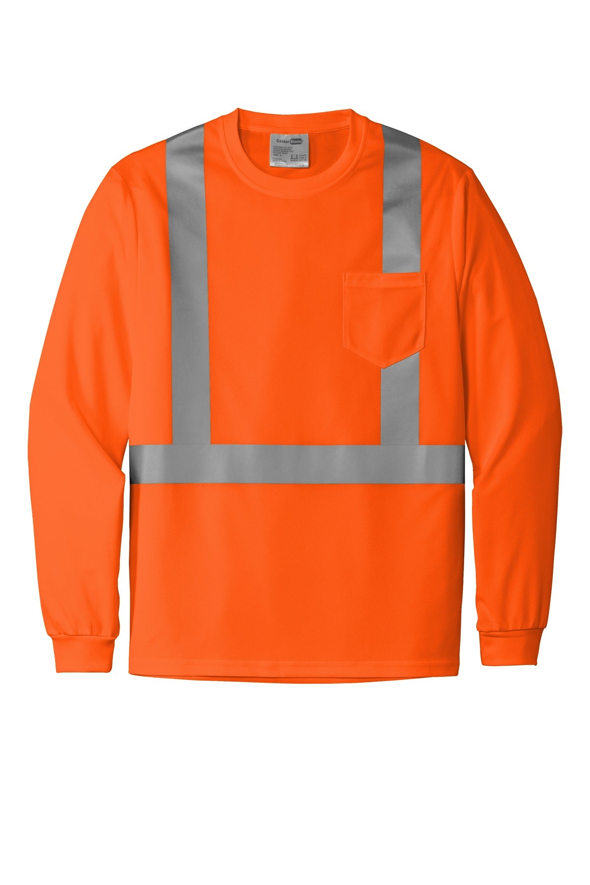 CornerStone  ANSI 107 Class 2 Mesh Long Sleeve Tee - Safety Orange