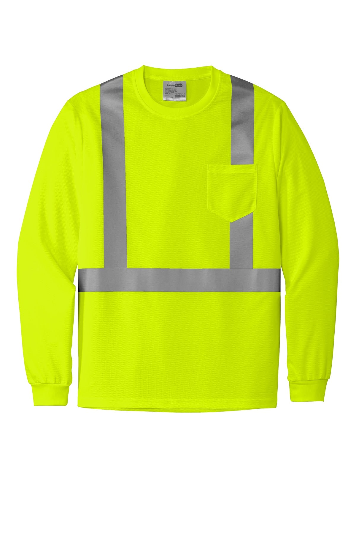 CornerStone  ANSI 107 Class 2 Mesh Long Sleeve Tee - Safety Yellow