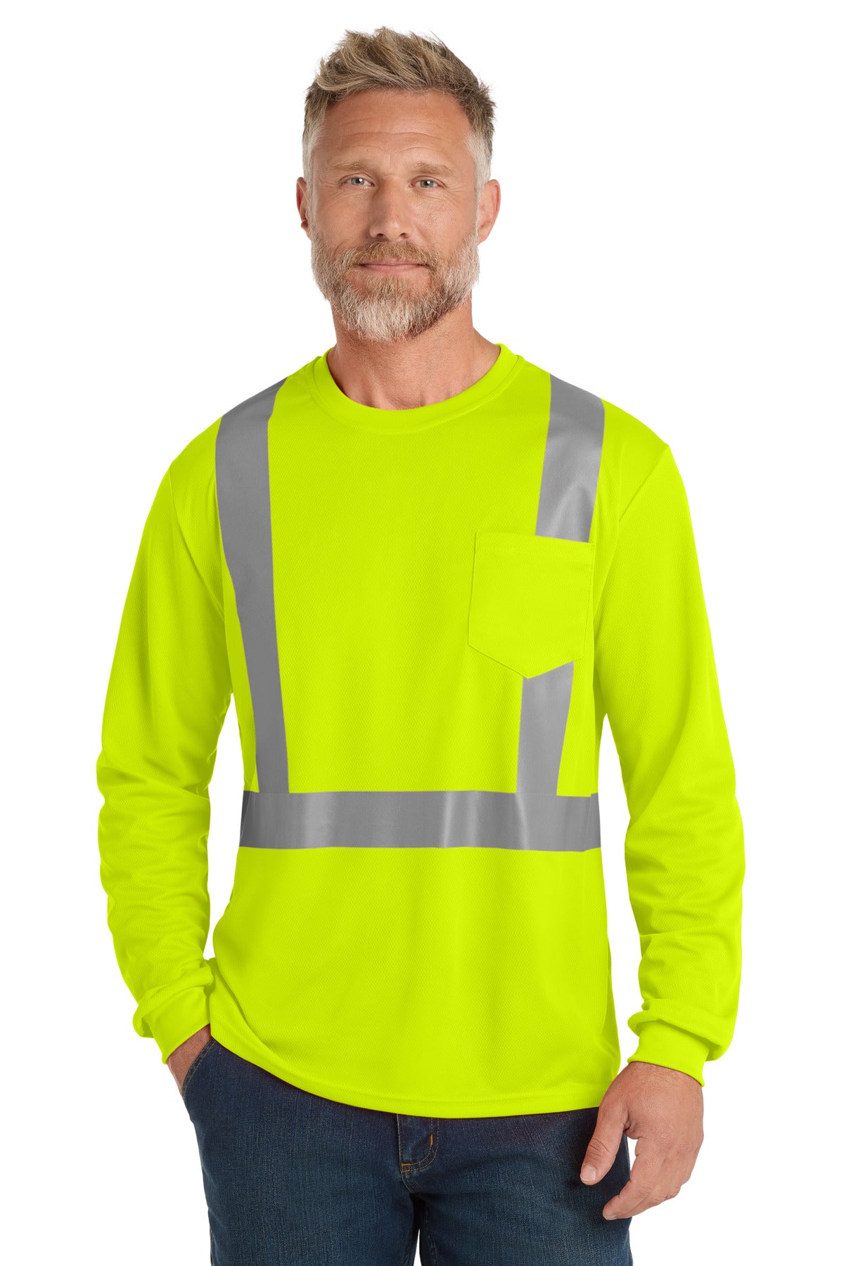 CornerStone  ANSI 107 Class 2 Mesh Long Sleeve Tee - Safety Yellow