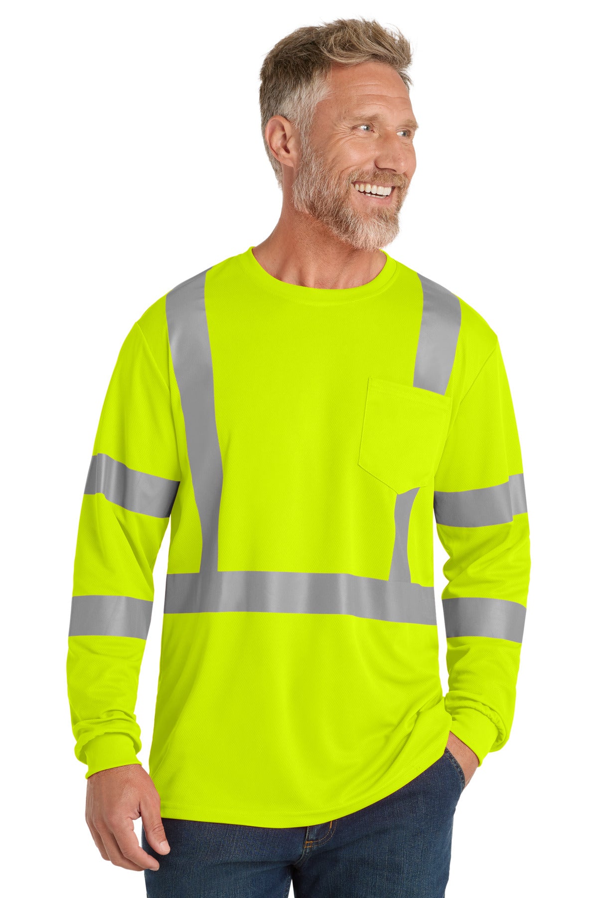 CornerStone  ANSI 107 Class 3 Mesh Long Sleeve Tee - Safety Yellow