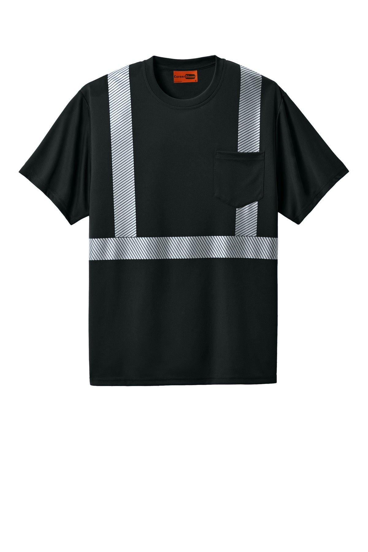 CornerStone Enhanced Visibility Segmented Tape Tee - Black