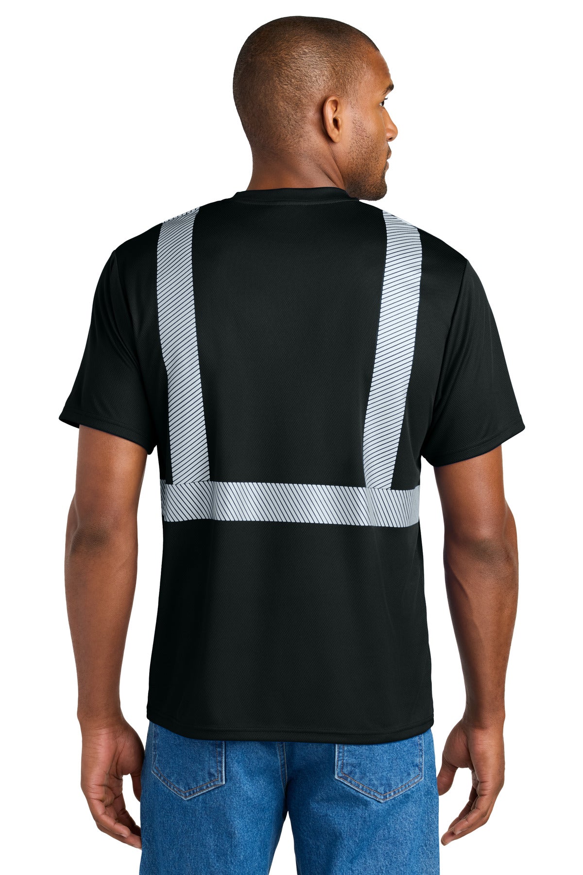 CornerStone Enhanced Visibility Segmented Tape Tee - Black